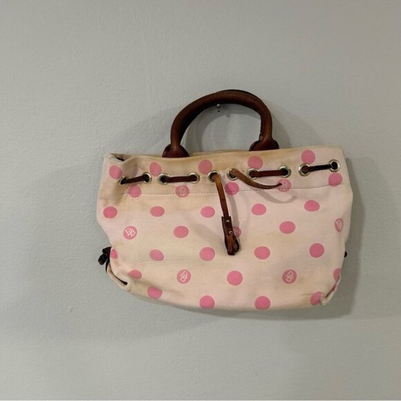 Dooney & Bourke Top Handle Satchel Light Pink Polka Dot Bag Purse - Picture 1 of 7